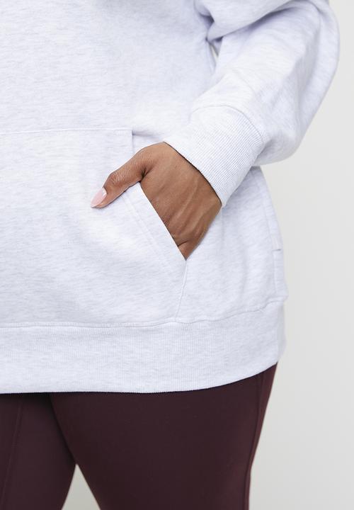 Cotton On - Plus Plush Premium Graphic Hoodie - Cloudy Grey Marle/Heritage Wellness Club