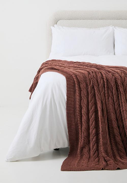 Sixth Floor - Knitted Marl Throw - Rust