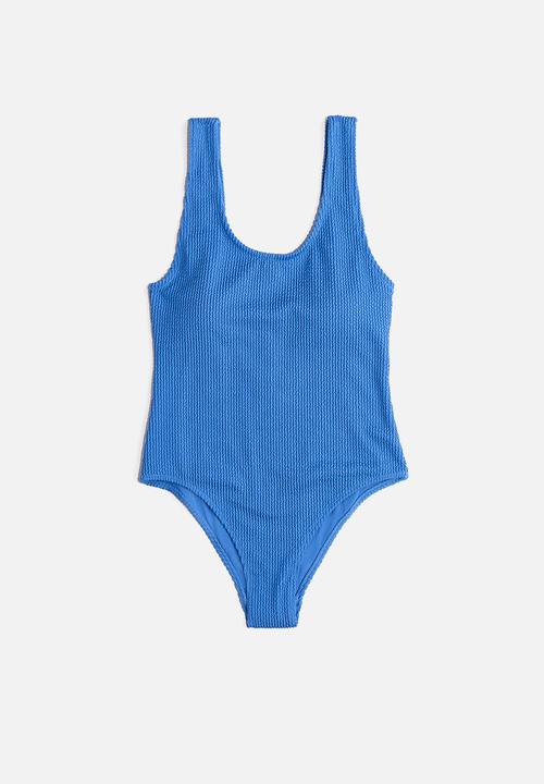 H&M - Padded-cup high-leg swimsuit - blue