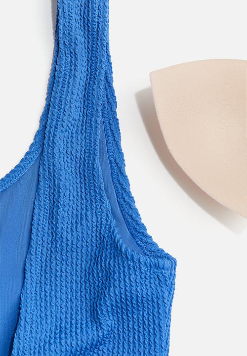 H&M - Padded-cup high-leg swimsuit - blue