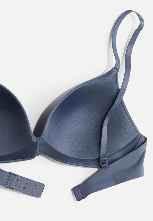H&M - Padded non-wired microfibre bra - pigeon blue