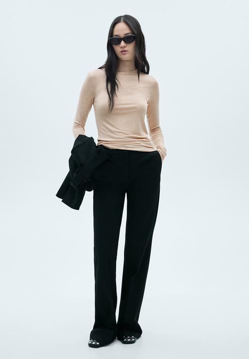 MANGO - T-shirt second -  light pastel brown