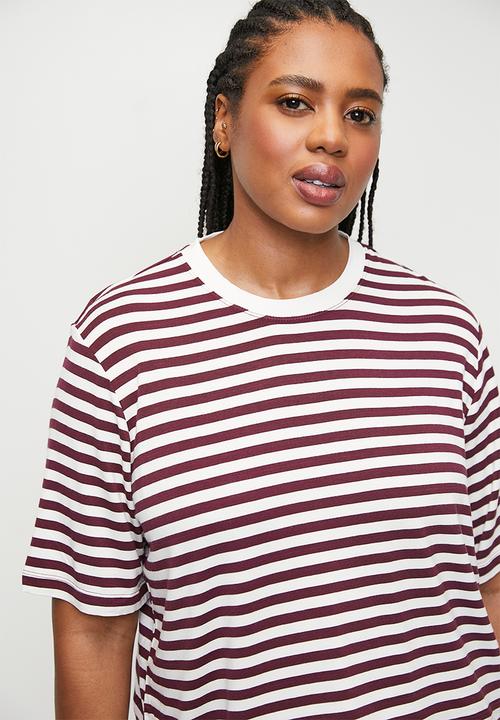 Cotton On - Plus So Soft Short Sleeve Jersey Sleep Set - Dark Oak Claire Stripe
