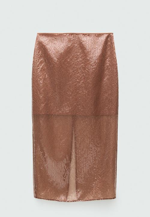 MANGO - Skirt Cristal - Brown