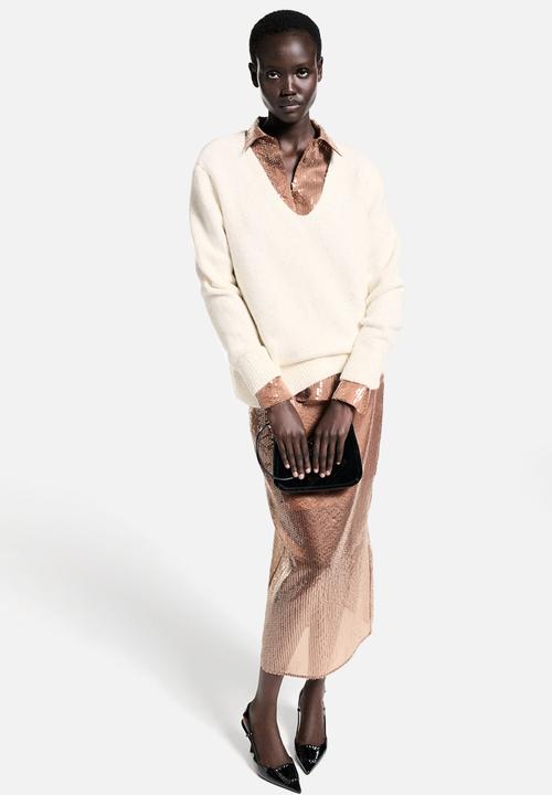 MANGO - Skirt Cristal - Brown