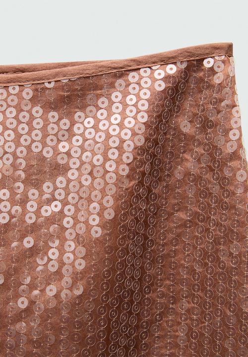 MANGO - Skirt Cristal - Brown