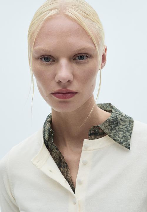 MANGO - Cardigan Pesto - Light Beige