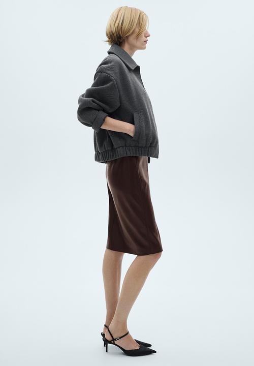 MANGO - Skirt Pencil -  Dark Red