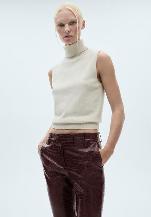 MANGO - Trousers Doris - Dark Red