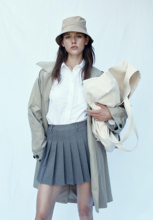 H&M - Pleated mini skirt - grey marl