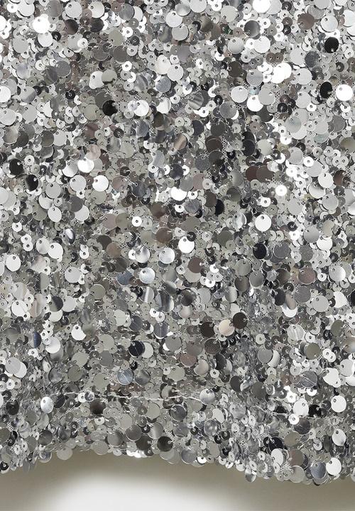 MANGO - Sequin midi skirt - Silver