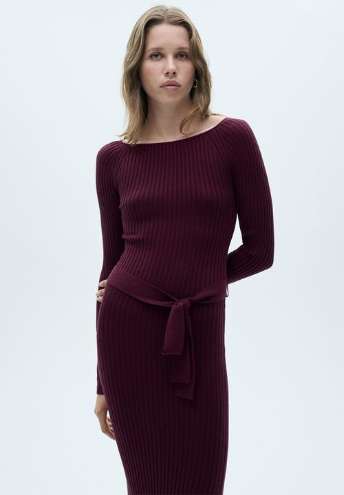 MANGO - Dress Goleto - Dark Red