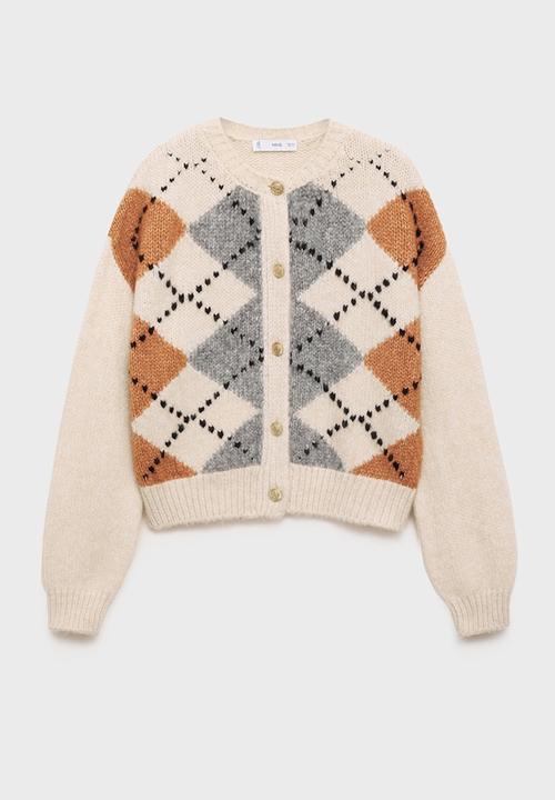 MANGO - Cardigan Rombin - Light Beige