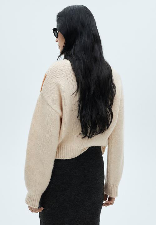 MANGO - Cardigan Rombin - Light Beige