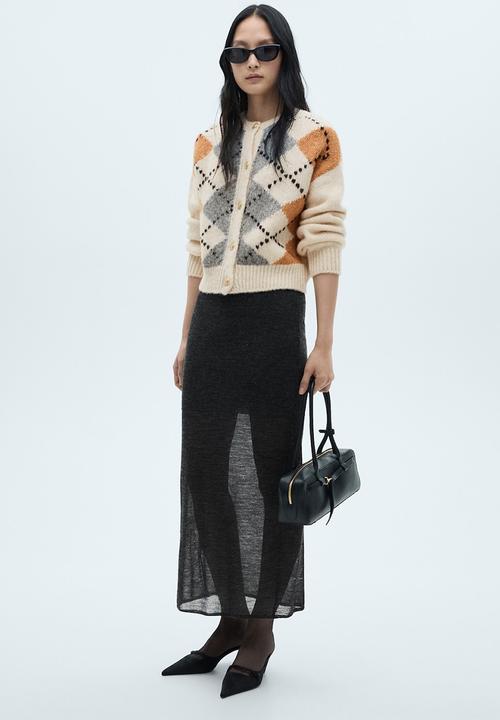 MANGO - Cardigan Rombin - Light Beige