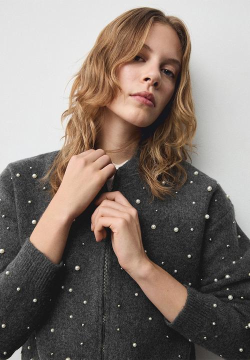 MANGO - Jacket perlon - light pastel gray