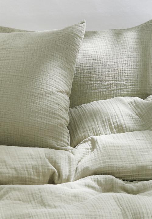H&M - Muslin double/king duvet cover set - light dusty green