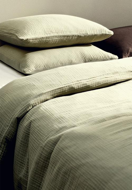 H&M - Muslin double/king duvet cover set - light dusty green