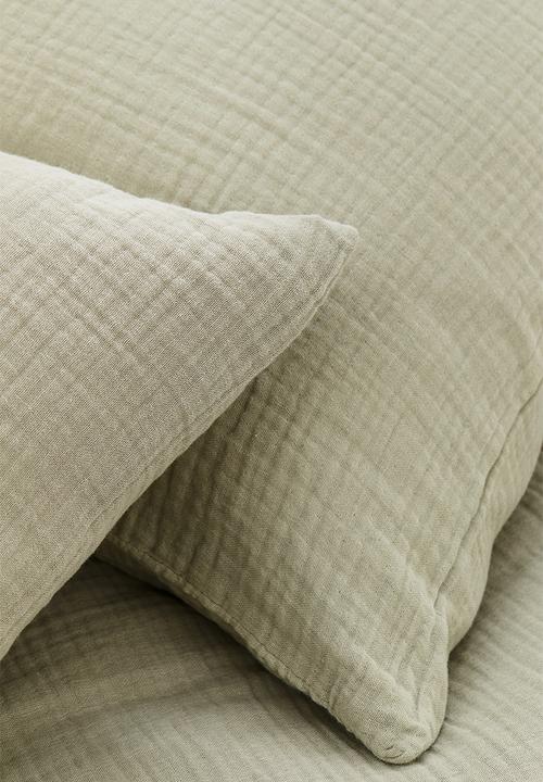 H&M - Muslin double/king duvet cover set - light dusty green