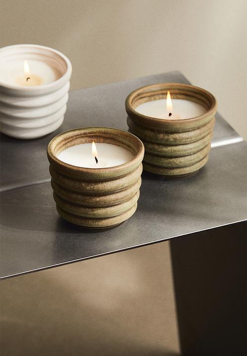 H&M - Scented candle in a stoneware holder - turquoise/incense ritual