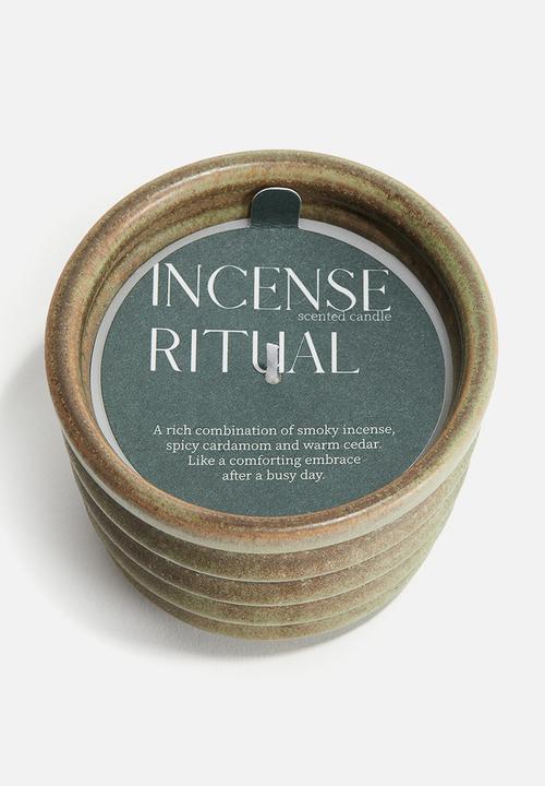 H&M - Scented candle in a stoneware holder - turquoise/incense ritual