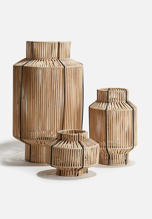 H&M - Rattan candle lantern - beige