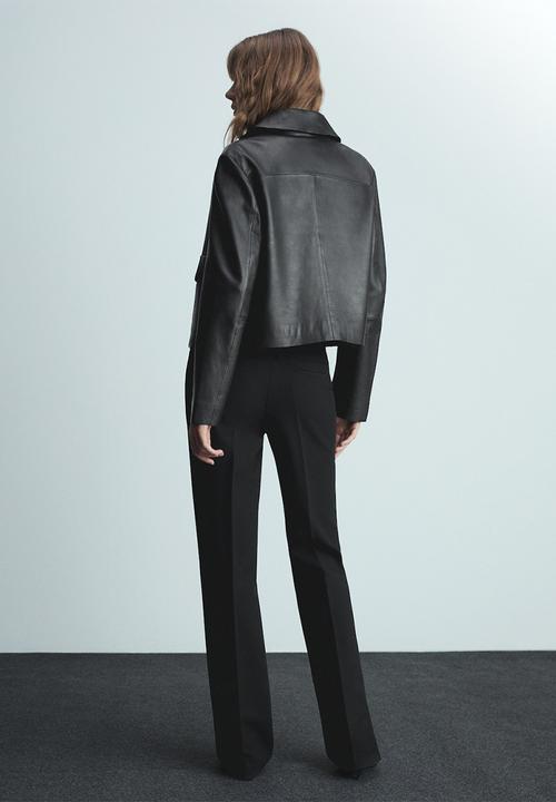 MANGO - Trousers Checky -  Black