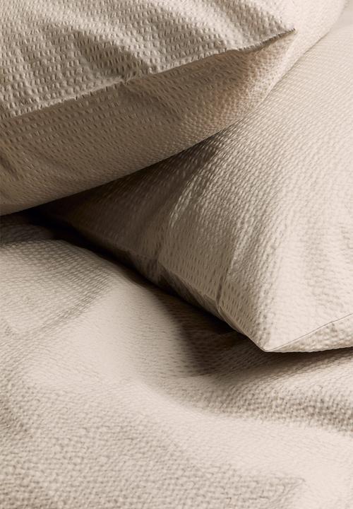 H&M - Seersucker double/king size duvet cover set - light beige