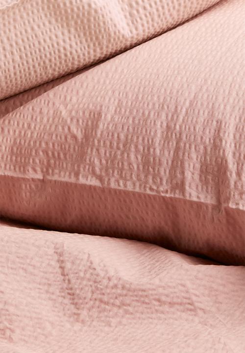 H&M - Seersucker double/king size duvet cover set - light pink