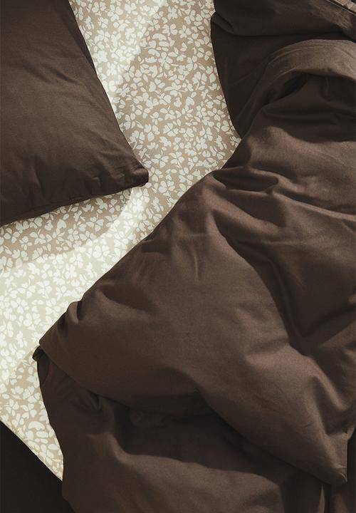 H&M - Patterned cotton fitted sheet - beige floral