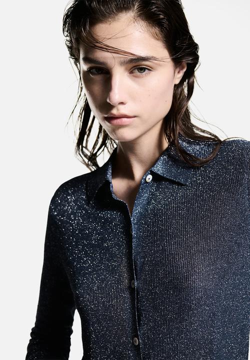 MANGO - Cardigan Kling - Dark Blue