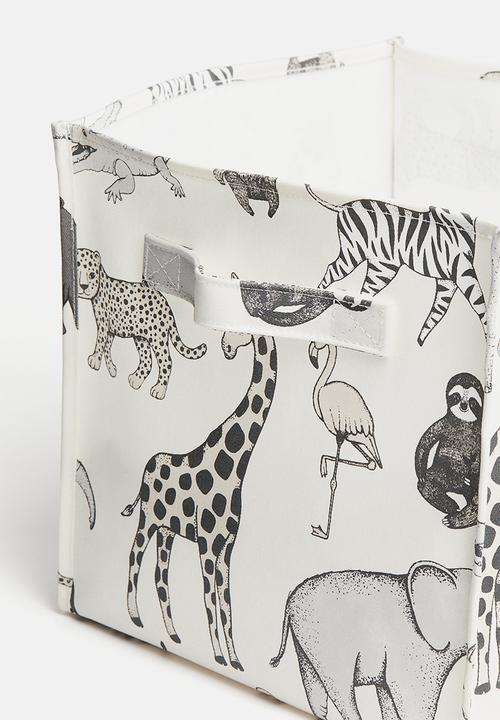 H&M - Printed storage basket - white/animals