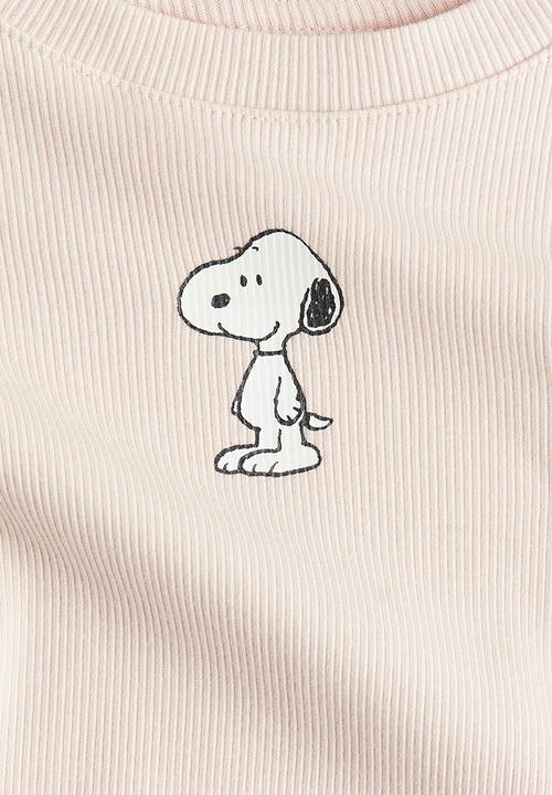 H&M - Print-motif jersey top - pink snoopy