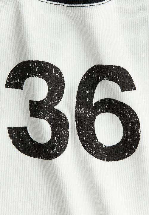 H&M - Printed raglan-sleeved dress - white & 36