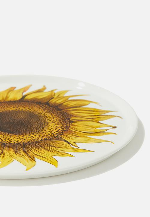 H&M - Porcelain medium plate - white sunflower