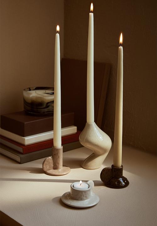 H&M - Stoneware candlestick - white