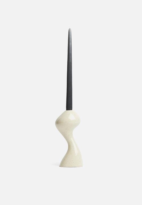 H&M - Large stoneware candlestick - white