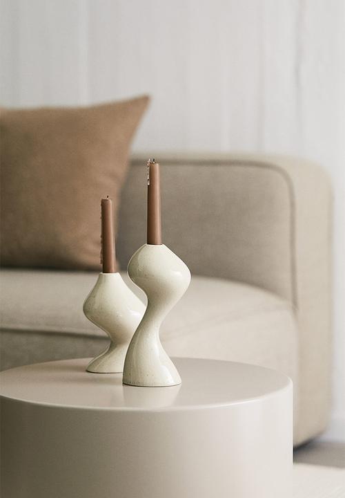 H&M - Large stoneware candlestick - white