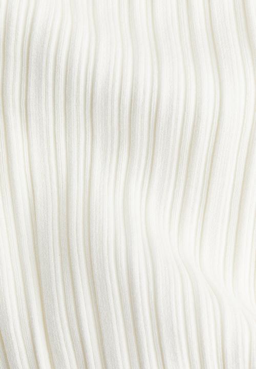H&M - Rib-knit off-the-shoulder dress - white