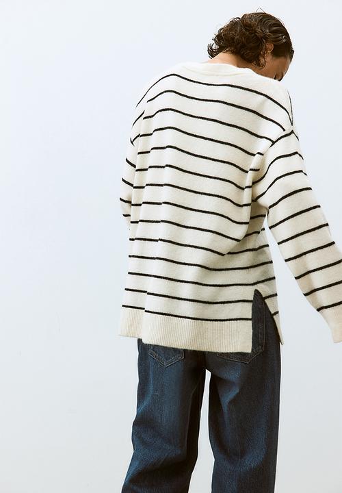 H&M - Oversized jumper - cream striped