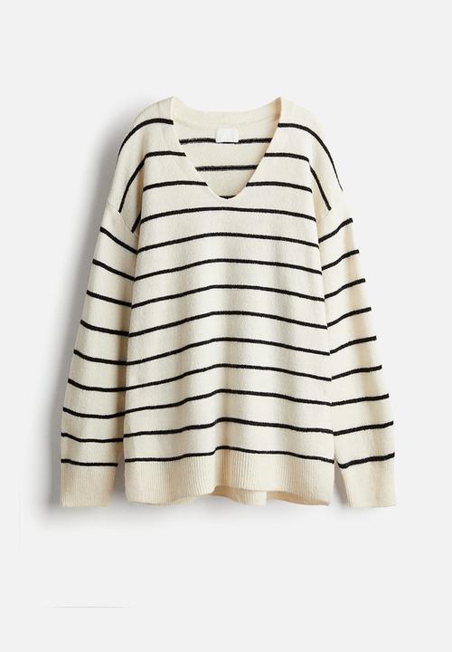 H&M - Oversized jumper - cream striped