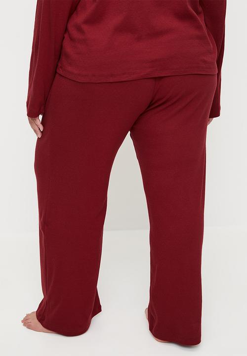 Cotton On - Plus Pointelle Rib Pants - Deep Red