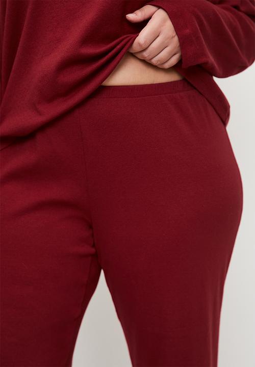 Cotton On - Plus Pointelle Rib Pants - Deep Red