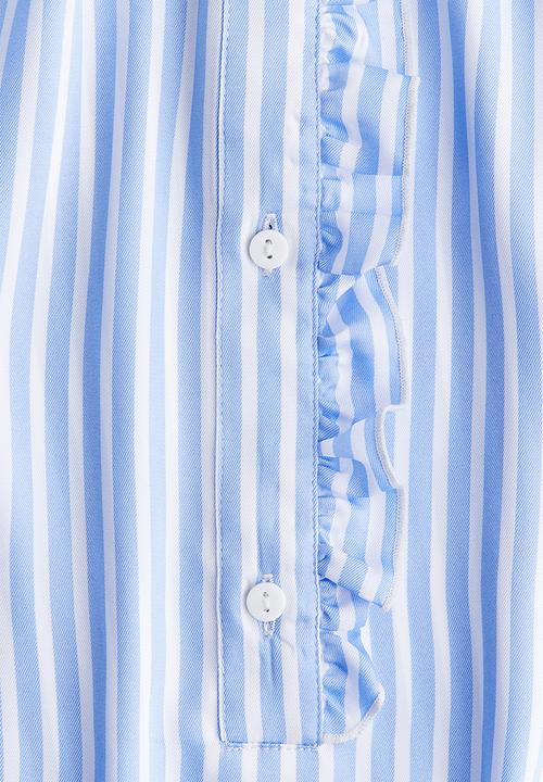H&M - Frill-trimmed blouse - light blue striped