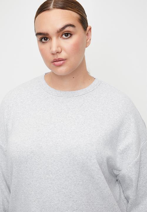 Cotton On - Plus Pointelle Rib Long Sleeve Top - Light Grey Marle