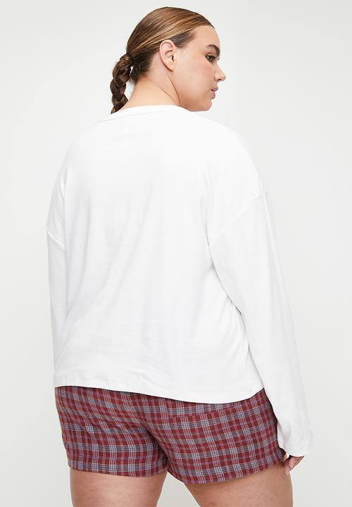 Cotton On - Plus Pointelle Rib Long Sleeve Top - Coconut Milk