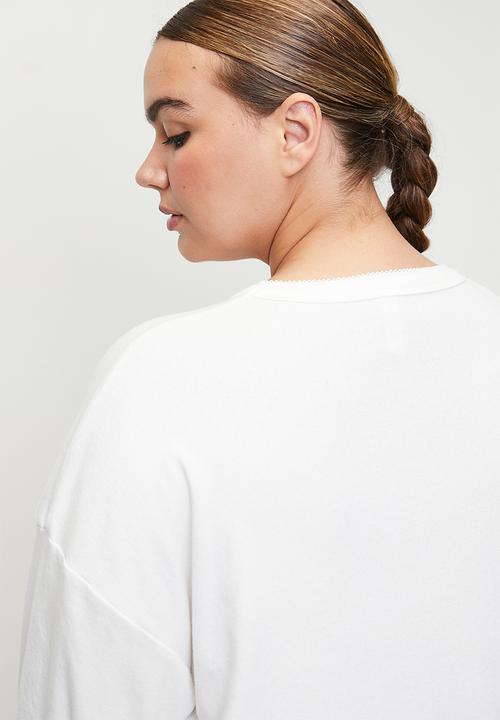 Cotton On - Plus Pointelle Rib Long Sleeve Top - Coconut Milk