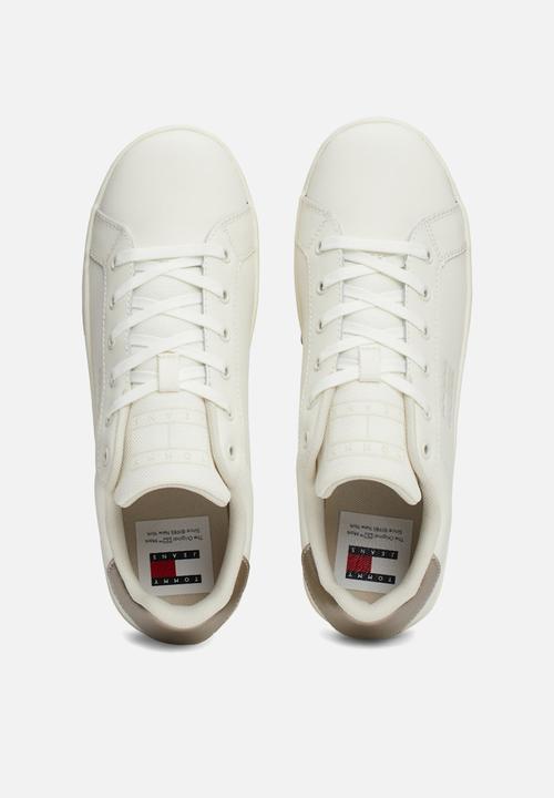 Tommy Hilfiger - Flatform leather sneaker - ivory/gray gold
