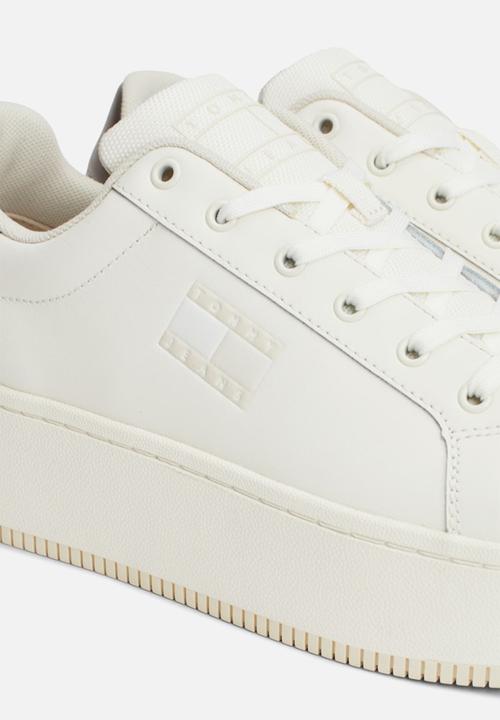 Tommy Hilfiger - Flatform leather sneaker - ivory/gray gold