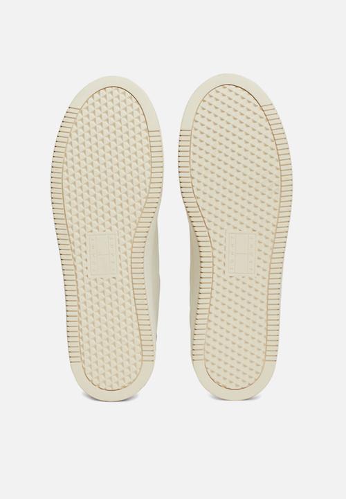 Tommy Hilfiger - Flatform leather sneaker - ivory/gray gold
